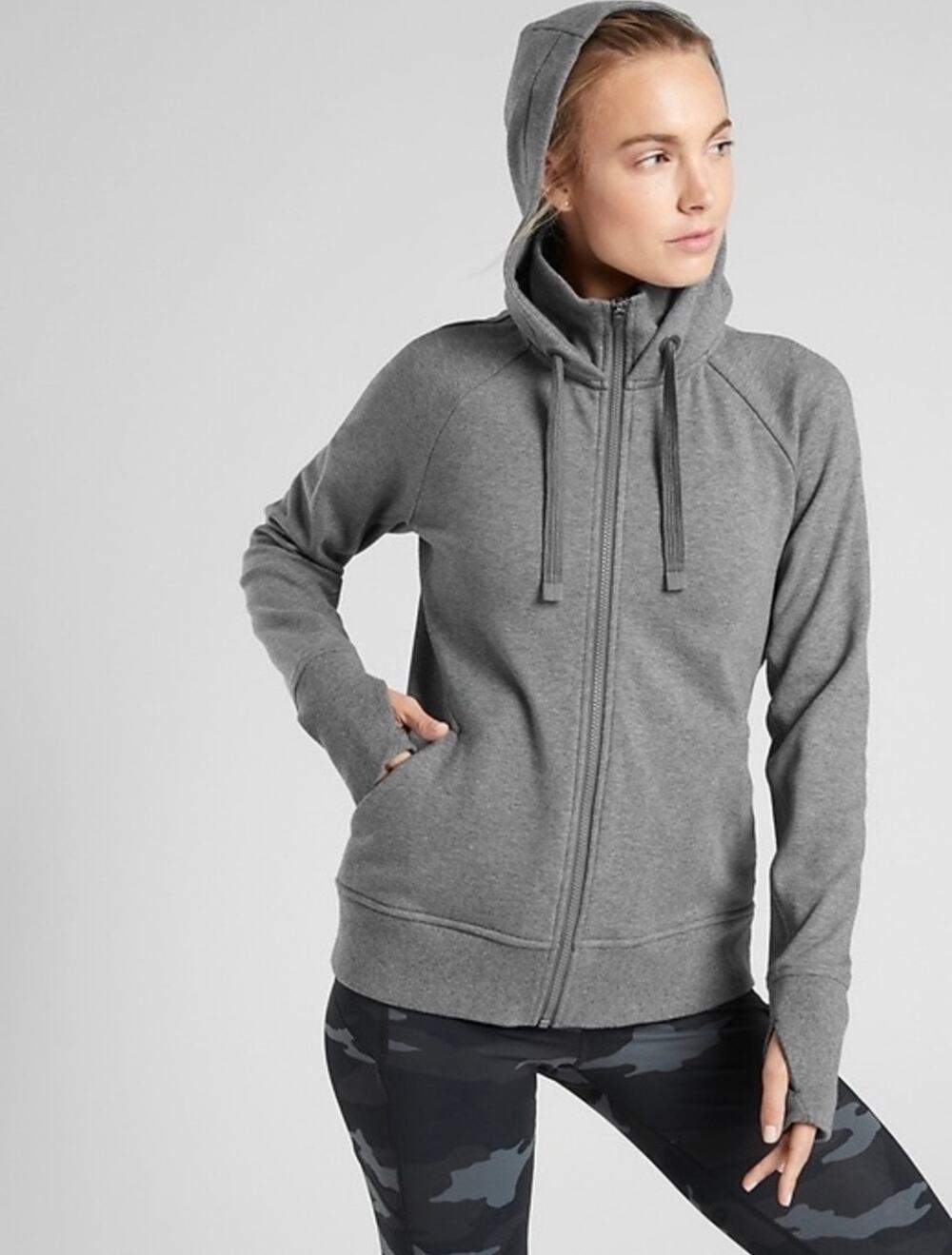 Athleta Triumph Gray Full-Zip Athleisure Athletic Hoodie-Size S